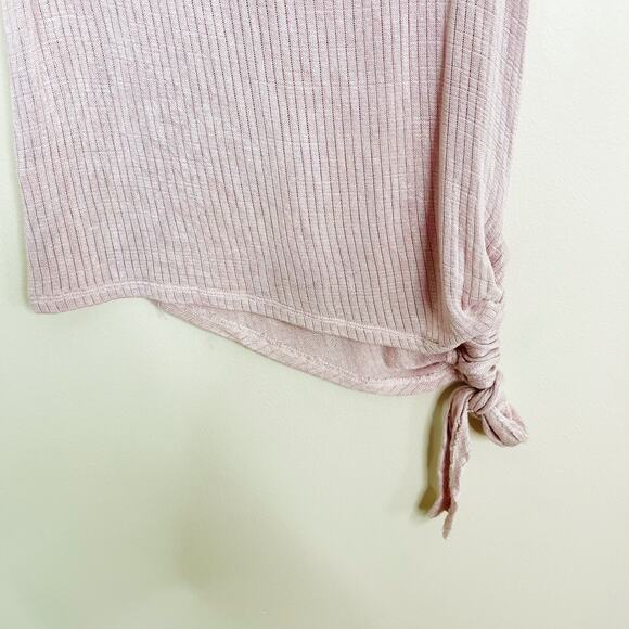 Hem & Thread Ribbed Sleeveless Tank Top Asymmetrical Side Tie Pink Purple Small - Picture 7 of 10